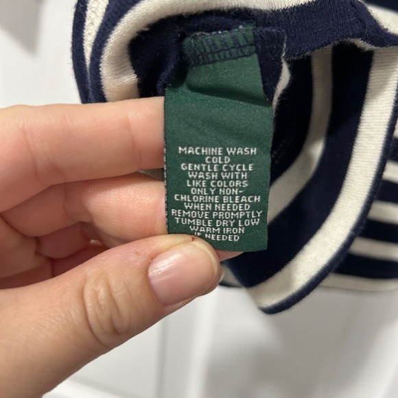 Lauren Ralph Lauren Striped Nautical Top Size Petite L Navy Blue & White office - Picture 7 of 7